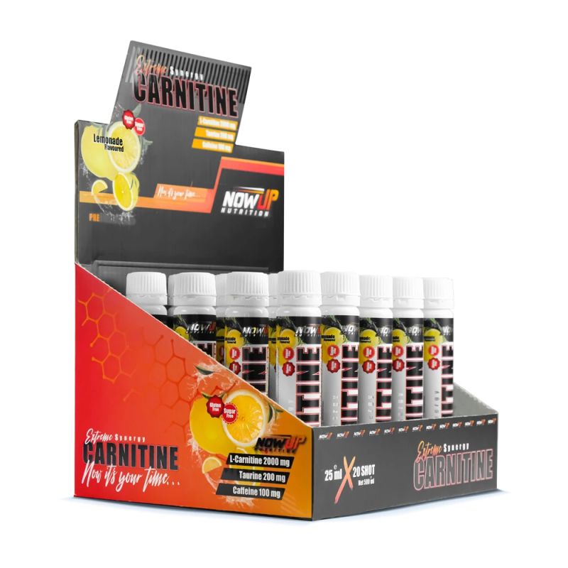 NOWUP NUTRITION L-carnitine-limon Aromalı-net 500ml-shot(25ml-20adet)probiyotik Lif-kilo Verme-yağ Yakma-2000mg